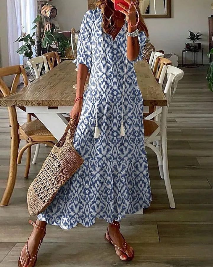 Suzanne | Women's Boho Vintage V-Neck Maxi Summer Dress