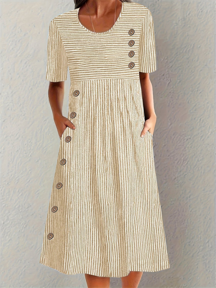 Lillian | Women's Striped Midi Dress — Relaxed Summer Fit