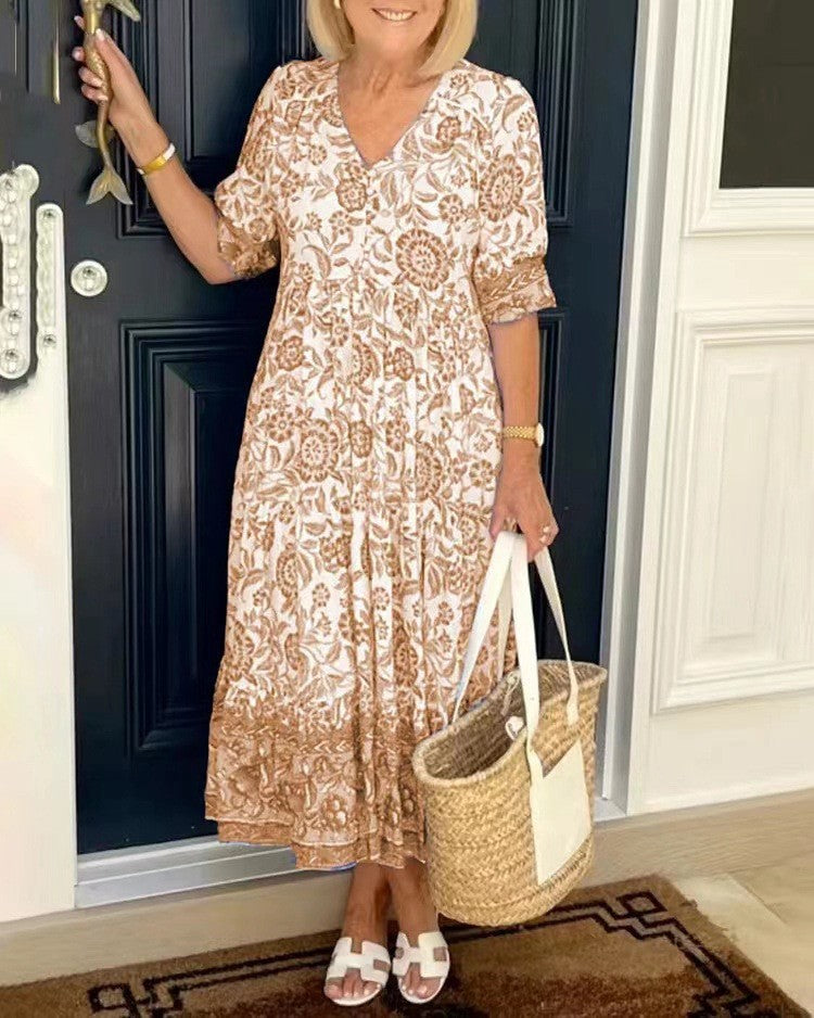 Keisha | Women's Floral Maxi Dress — V-Neck Style