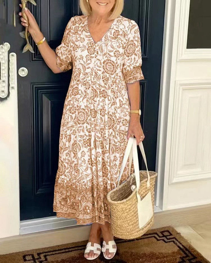 Keisha | Women's Floral Maxi Dress — V-Neck Style