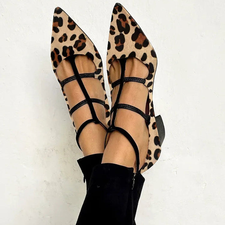 Bridget - Women's Heeled Shoes with Leopard Strap