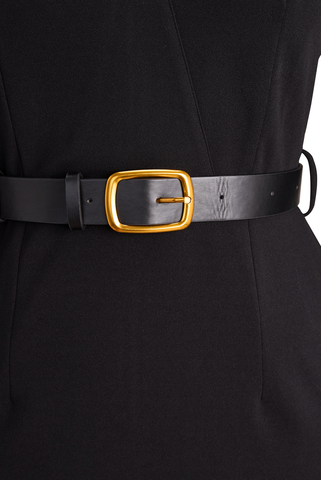 Catherine | Women's Belted Midi Dress — Elegant Black Silhouette