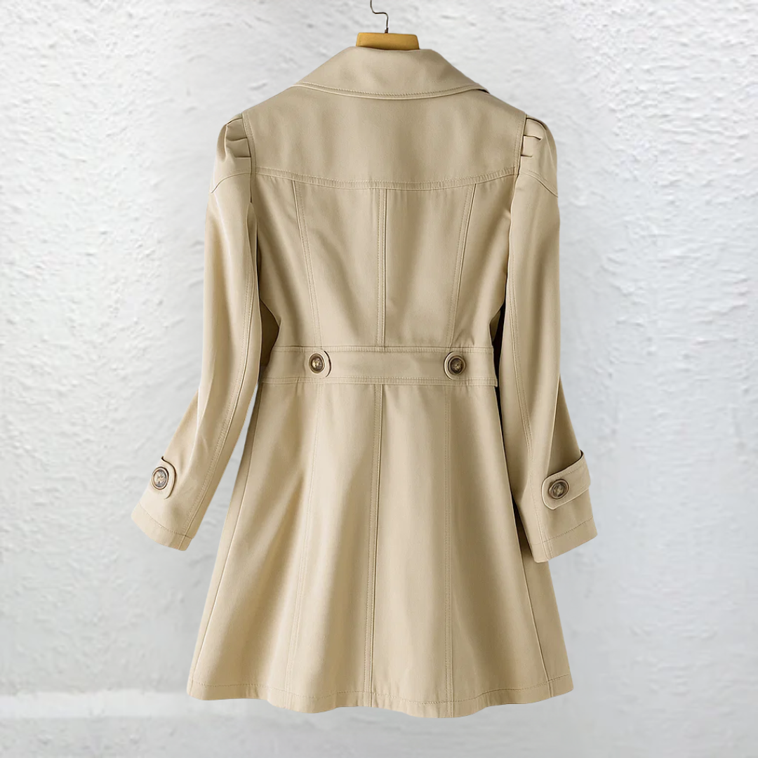 Caterina - Women's Vintage Trench Coat — Tailored Knee-Length