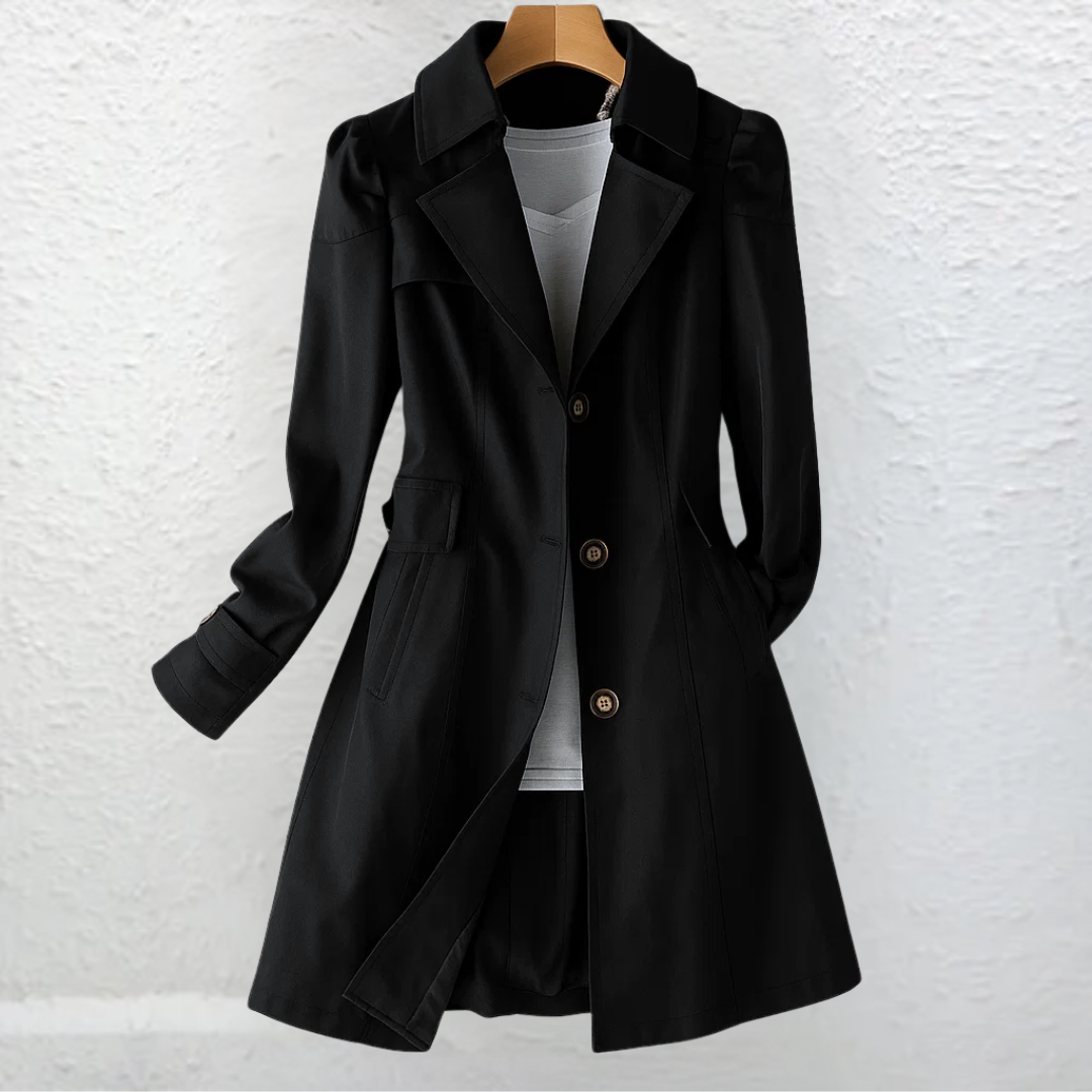 Caterina - Women's Vintage Trench Coat — Tailored Knee-Length