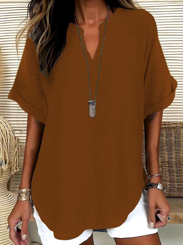 Jasmine™ | Soft-Touch Notched-Neck Blouse