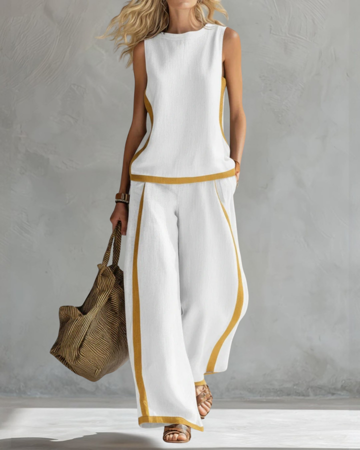 Leila | Women's Elegant Two-Piece Set with Contrast Detail