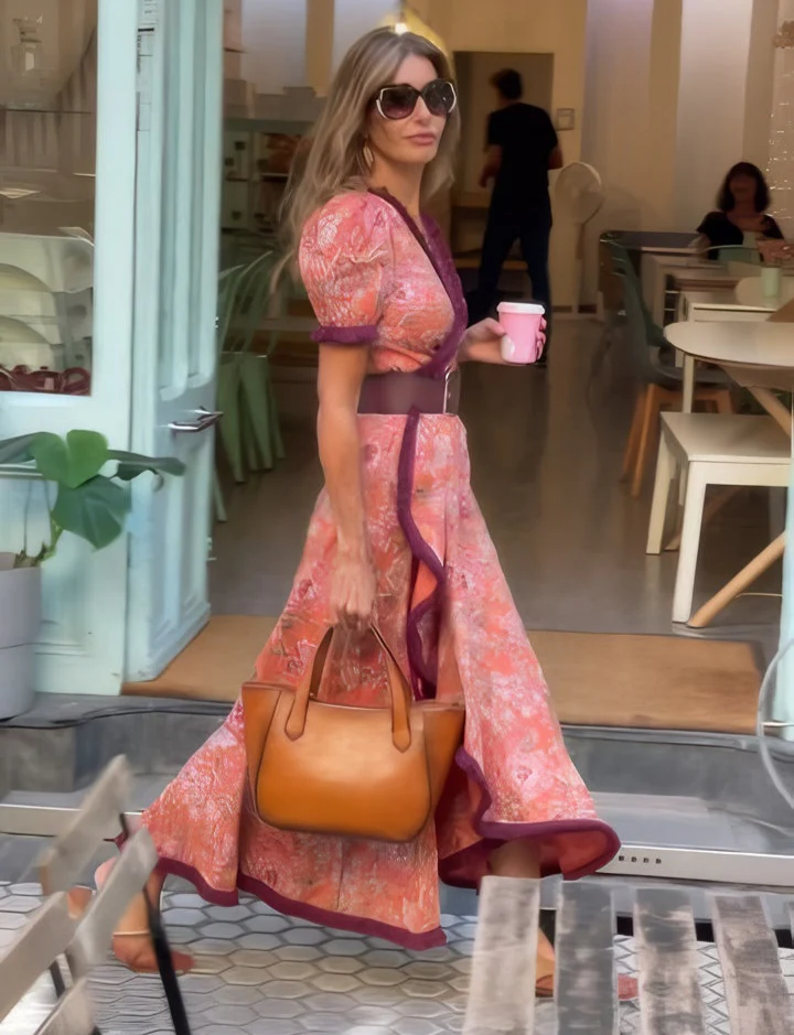 Francesca | Women's Elegant Pink Maxi Dress — Romantic Fit