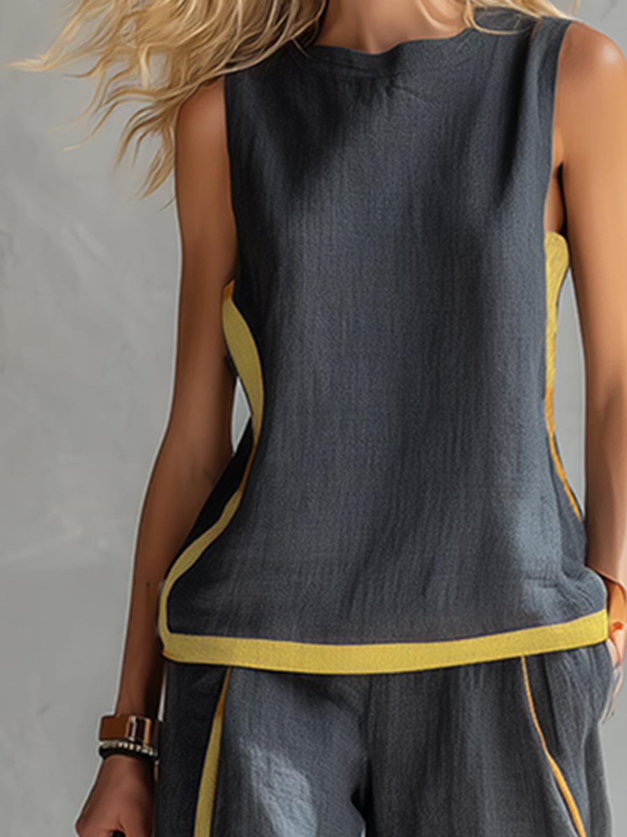 Leila | Women's Elegant Two-Piece Set with Contrast Detail