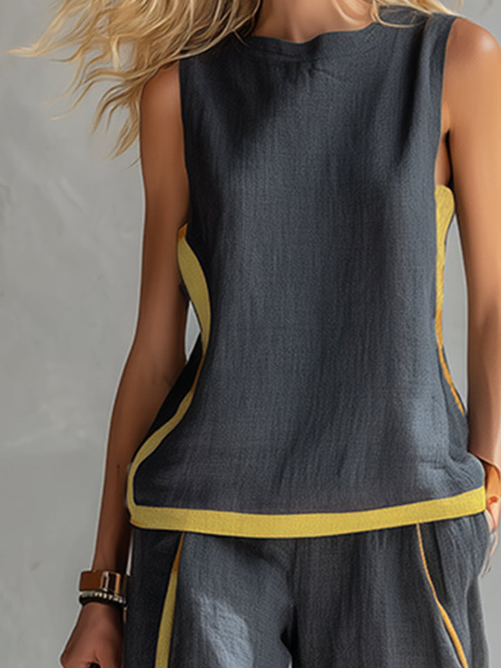 Leila | Women's Elegant Two-Piece Set with Contrast Detail