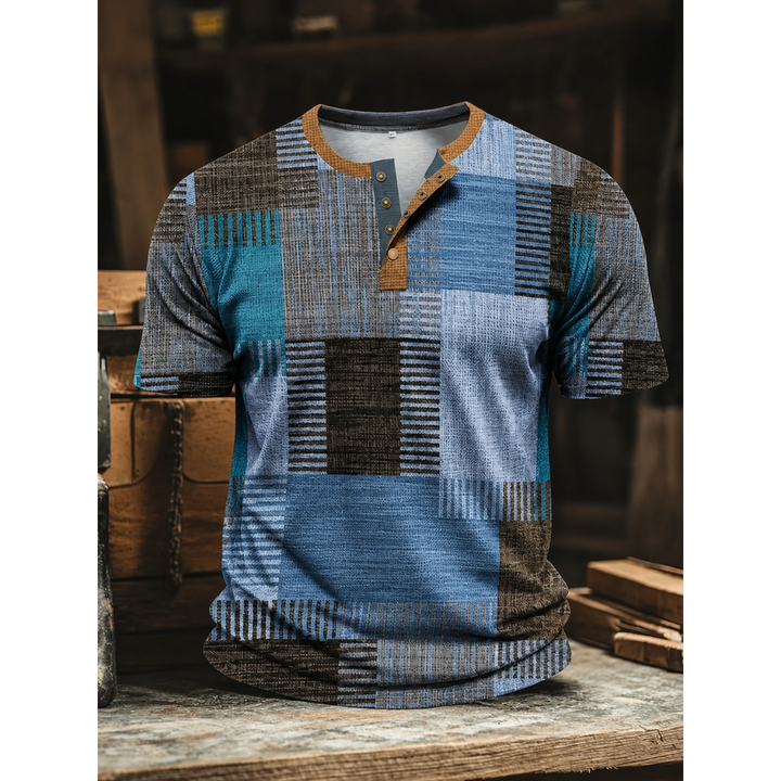 Aldwick | Men's Patchwork Short-Sleeve Henley Shirt