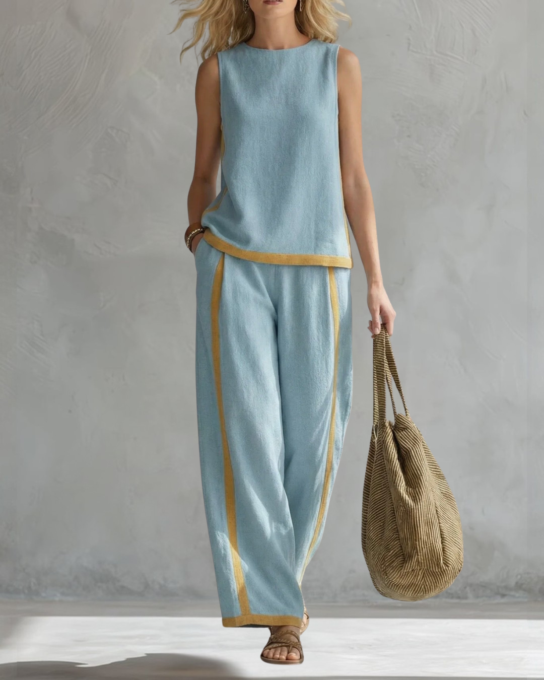 Leila | Women's Elegant Two-Piece Set with Contrast Detail