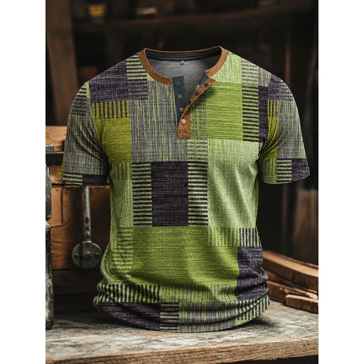 Aldwick | Men's Patchwork Short-Sleeve Henley Shirt