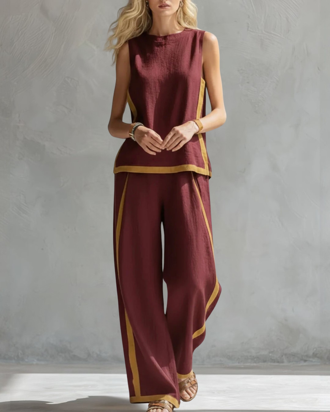 Leila | Women's Elegant Two-Piece Set with Contrast Detail
