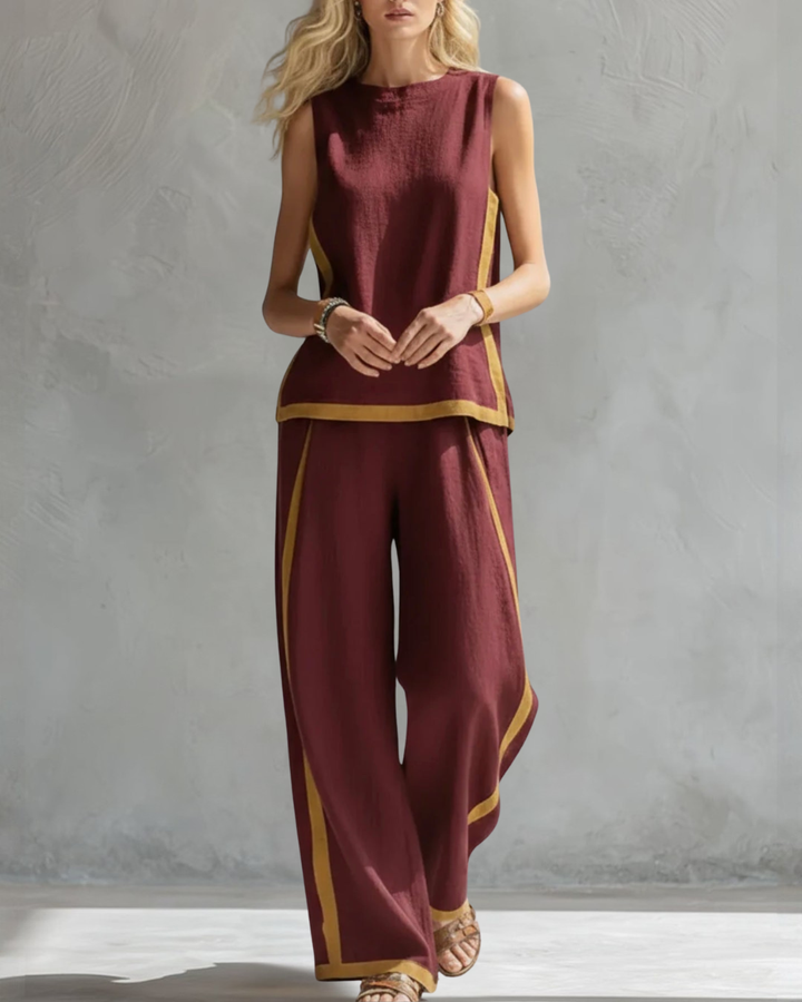 Leila | Women's Elegant Two-Piece Set with Contrast Detail