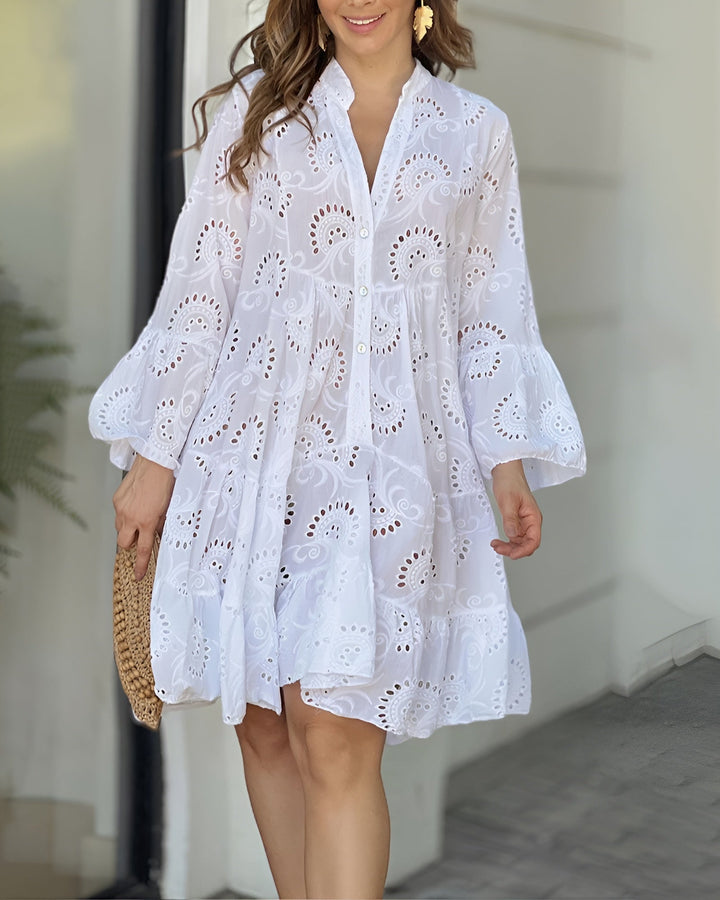 Roselyne | Women's Elegant V-Neck Summer Dress — Airy Fit