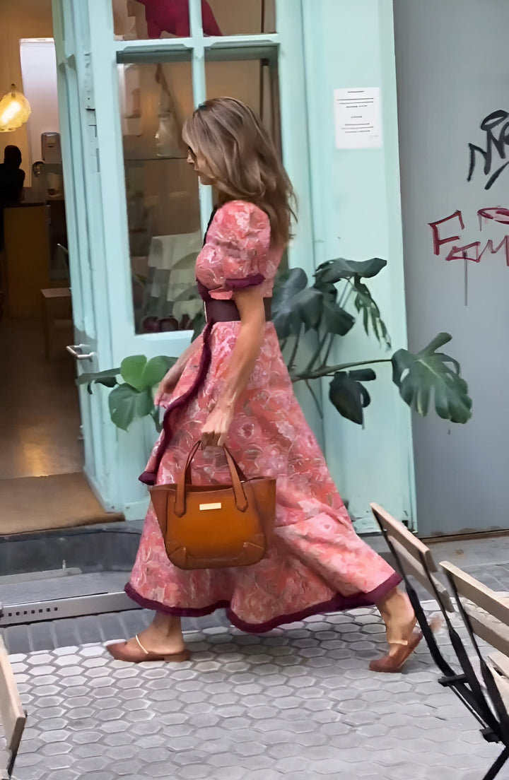 Francesca | Women's Elegant Pink Maxi Dress — Romantic Fit