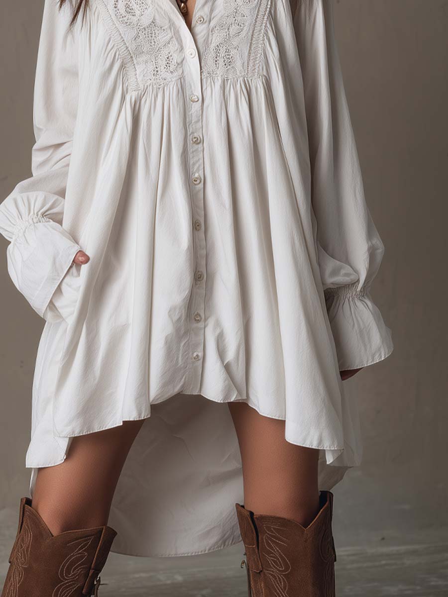 Georgia - Women's Retro Lace Mini Dress — Irregular Hem