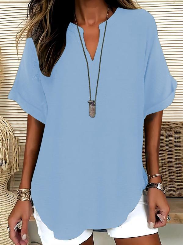 Jasmine™ | Soft-Touch Notched-Neck Blouse