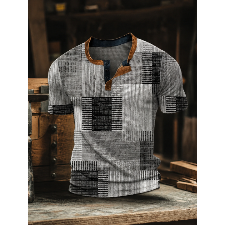 Aldwick | Men's Patchwork Short-Sleeve Henley Shirt