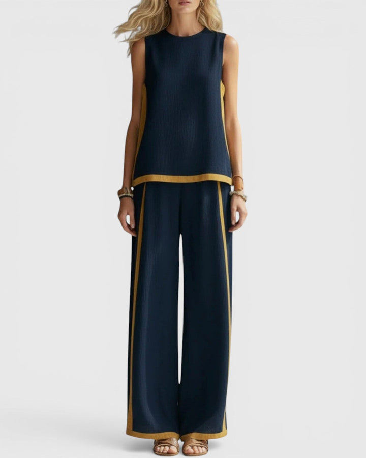 Leila | Women's Elegant Two-Piece Set with Contrast Detail