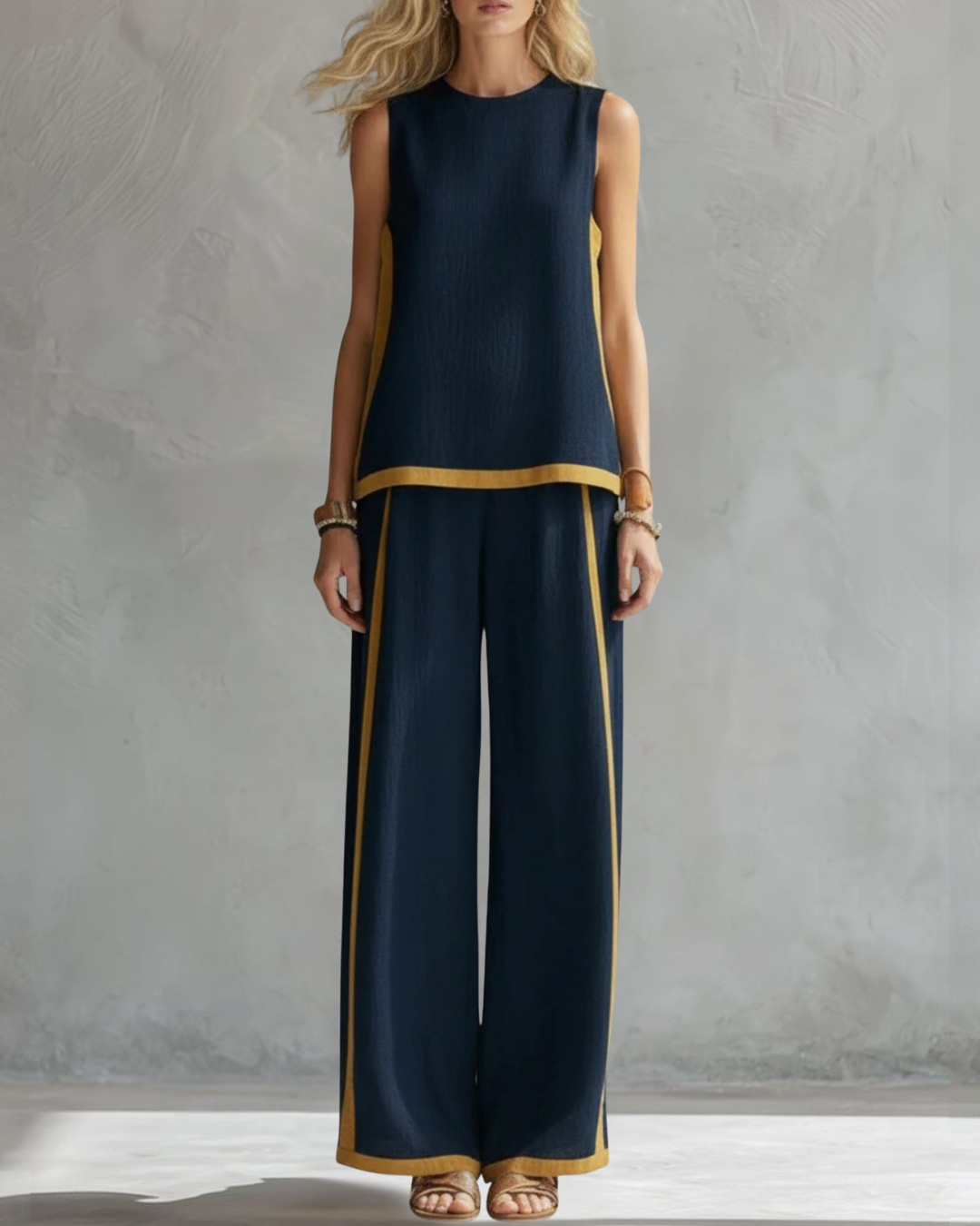 Leila | Women's Elegant Two-Piece Set with Contrast Detail