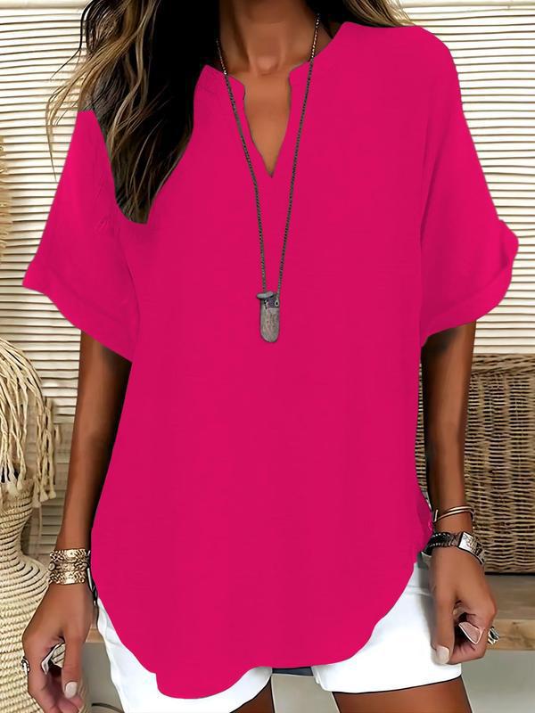 Jasmine™ | Soft-Touch Notched-Neck Blouse