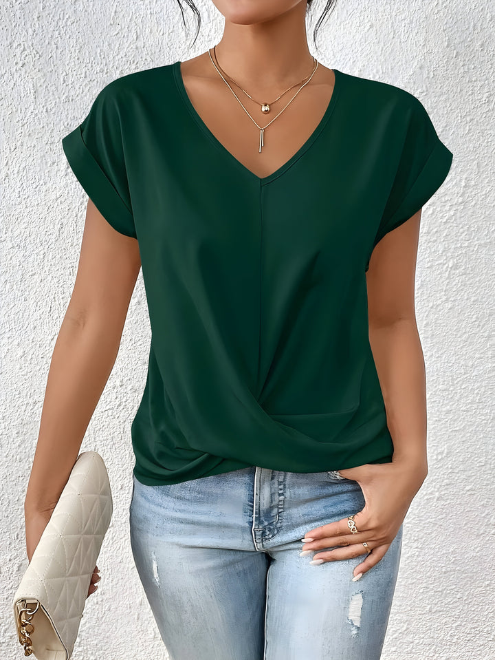 Sandra | Women's Twist-Front V-Neck Top — Flattering Fit