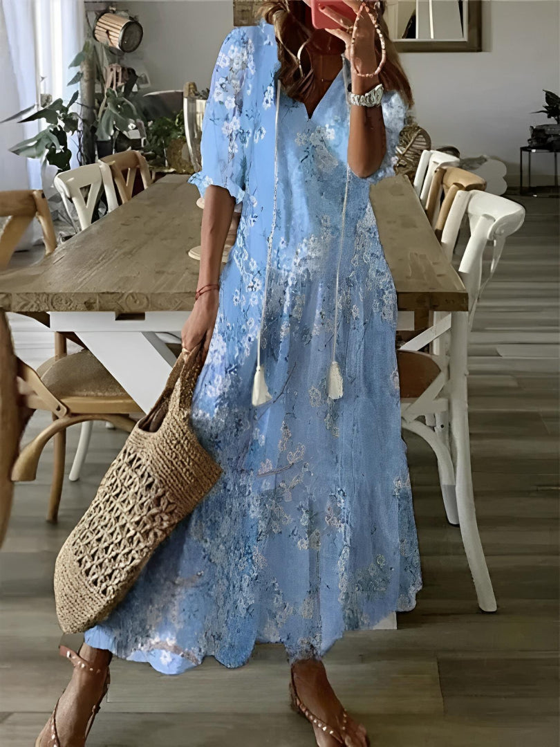 Suzanne | Women's Boho Vintage V-Neck Maxi Summer Dress