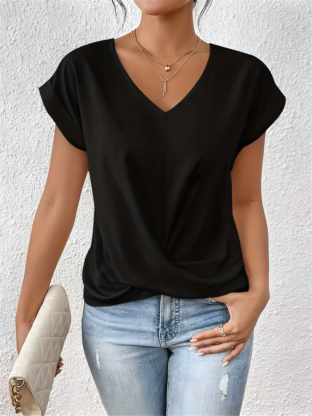 Sandra | Women's Twist-Front V-Neck Top — Flattering Fit