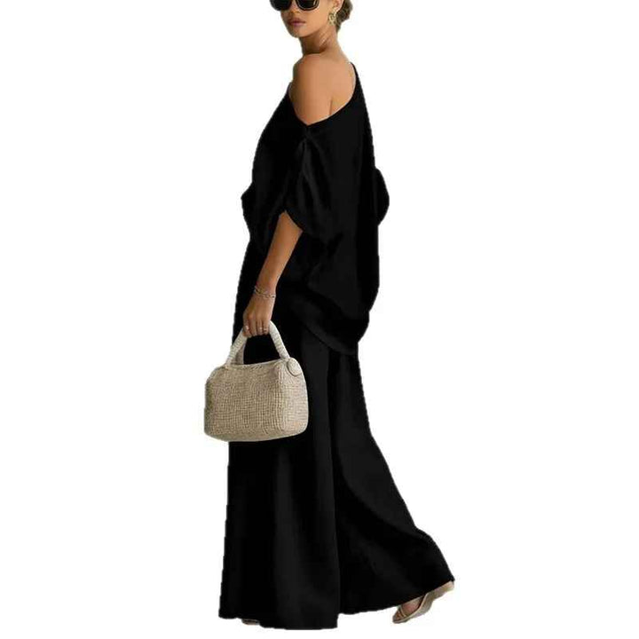 Victoria™ | Off-Shoulder Linen Top and Tapered Pants Set