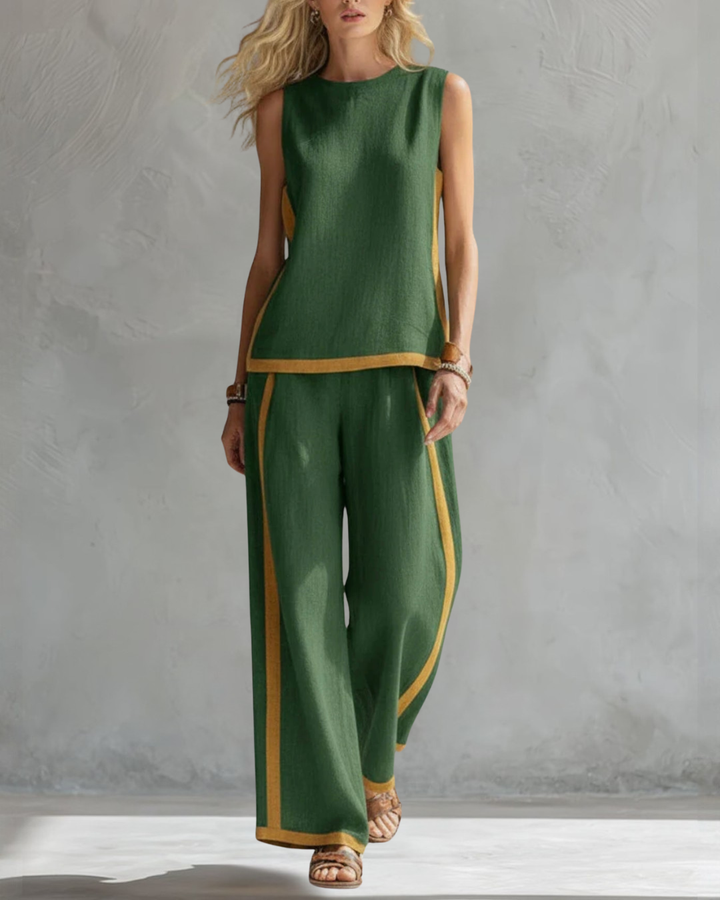 Leila | Women's Elegant Two-Piece Set with Contrast Detail