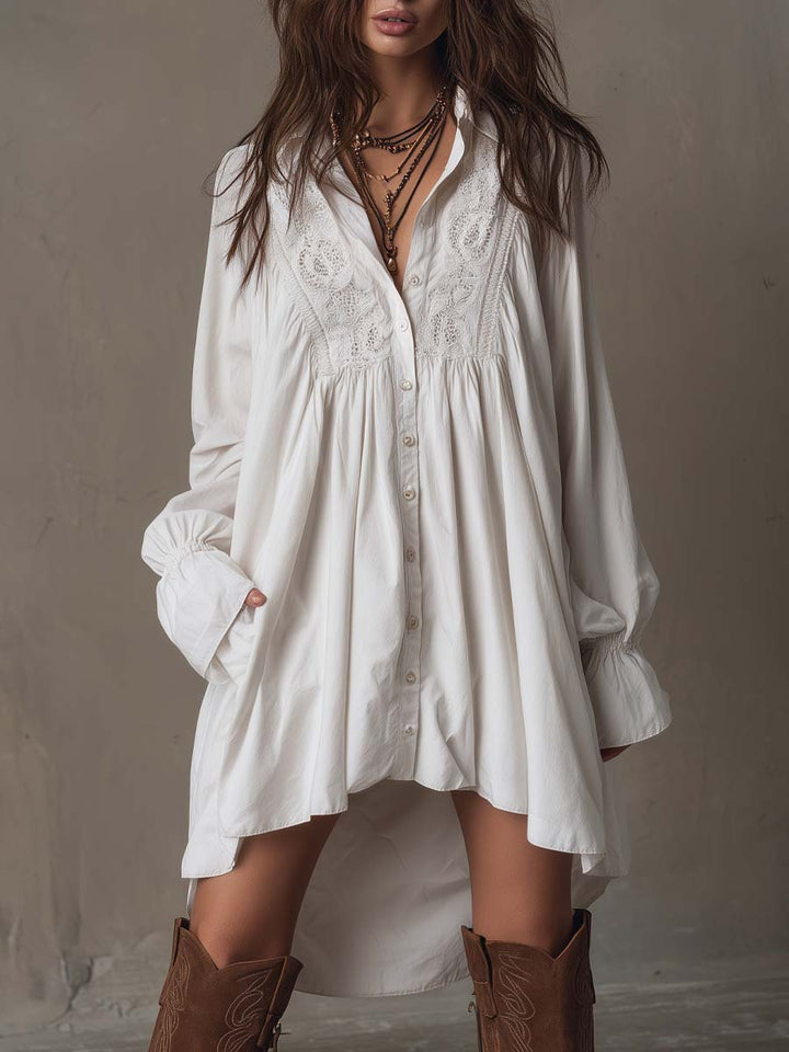 Georgia - Women's Retro Lace Mini Dress — Irregular Hem