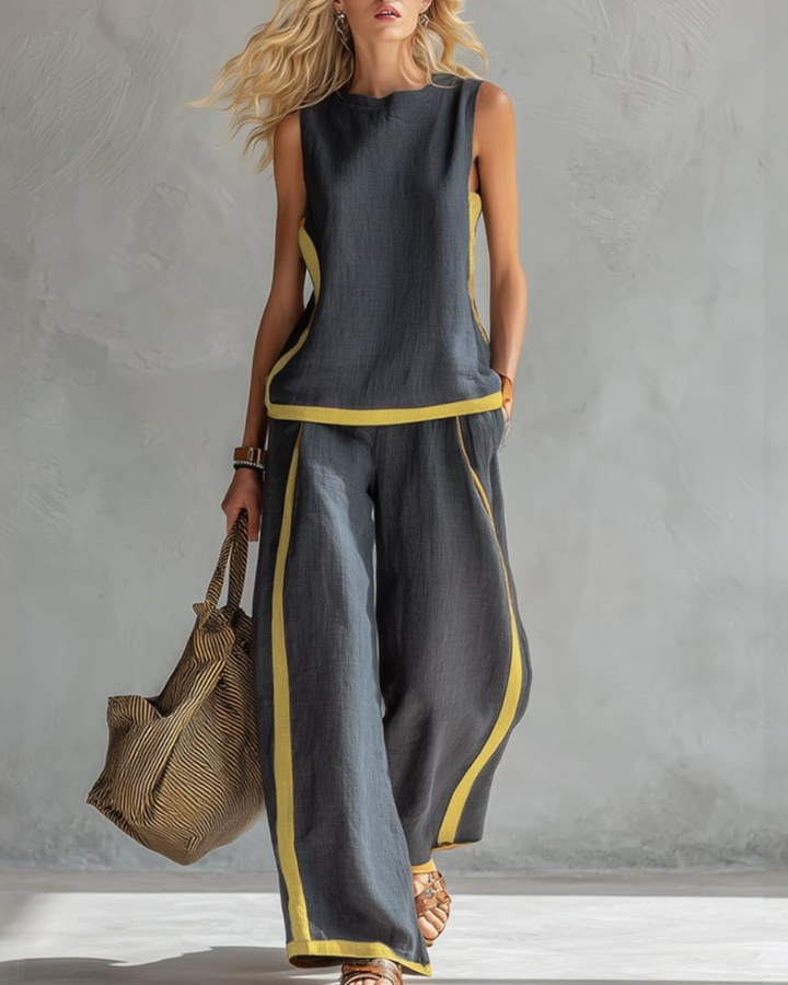 Leila | Women's Elegant Two-Piece Set with Contrast Detail