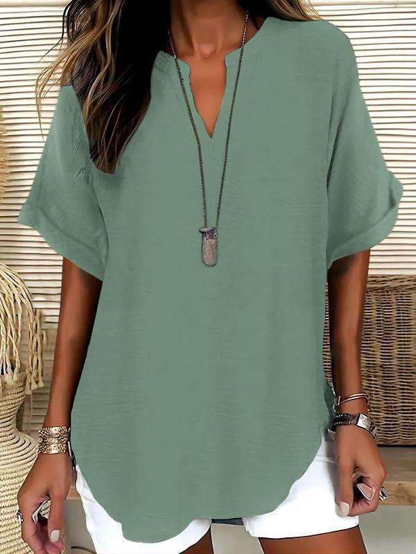 Jasmine™ | Soft-Touch Notched-Neck Blouse