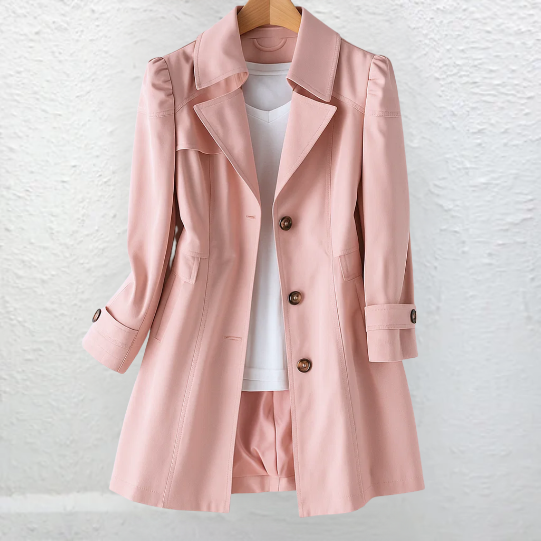 Caterina - Women's Vintage Trench Coat — Tailored Knee-Length