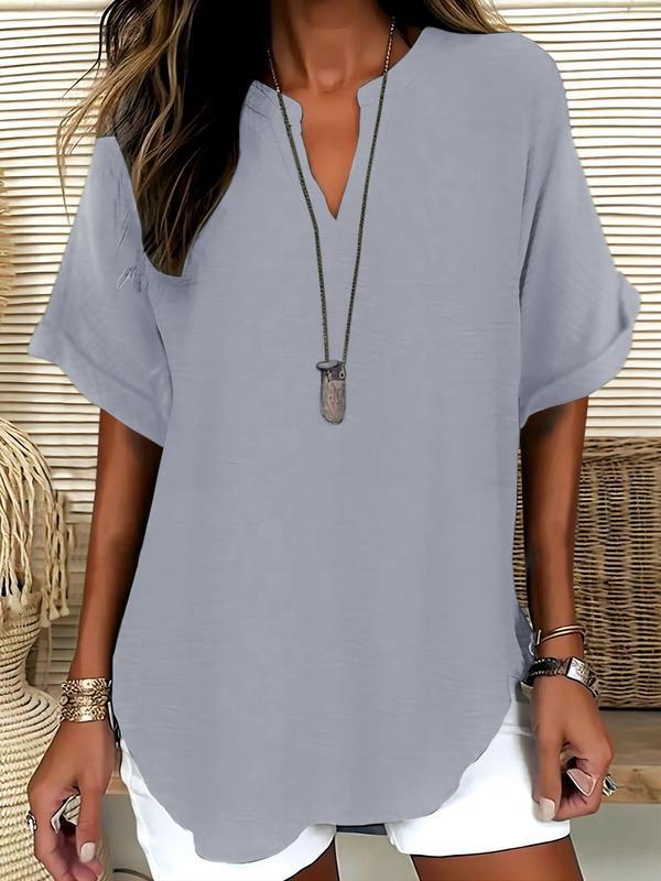 Jasmine™ | Soft-Touch Notched-Neck Blouse