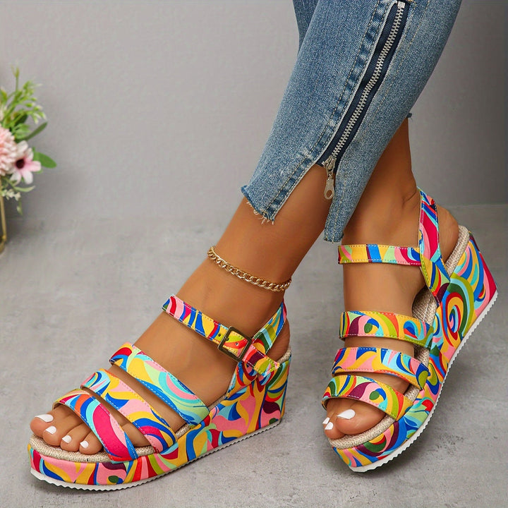 Selora | Women's Platform Ankle Strap Sandals — Open Toe