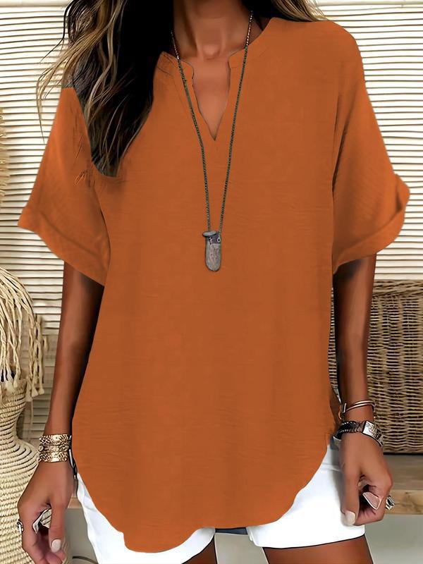 Jasmine™ | Soft-Touch Notched-Neck Blouse