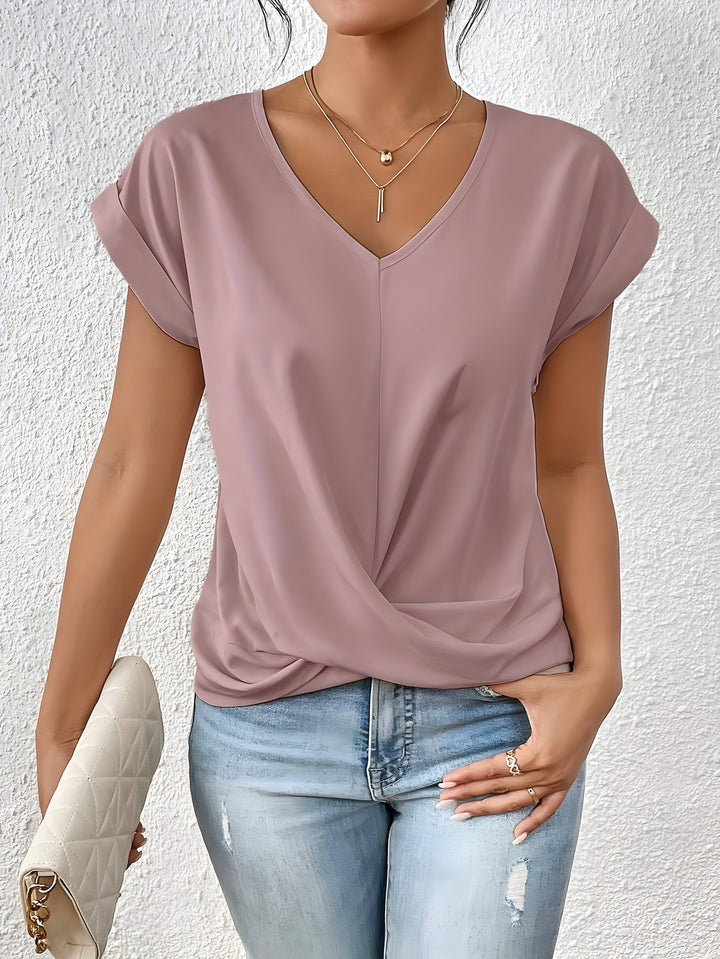 Sandra | Women's Twist-Front V-Neck Top — Flattering Fit