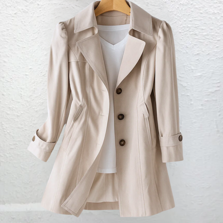 Caterina - Women's Vintage Trench Coat — Tailored Knee-Length