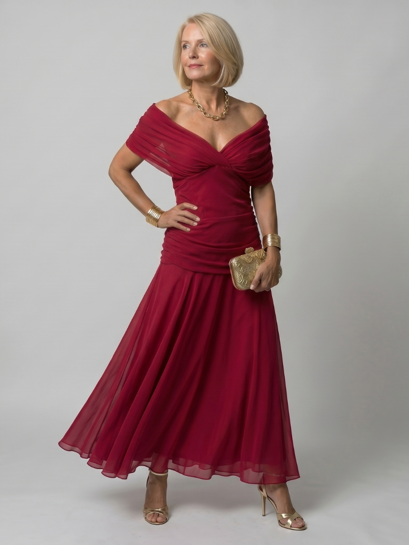 Calen | Women's Off-Shoulder Midi Dress — Flowy Fit