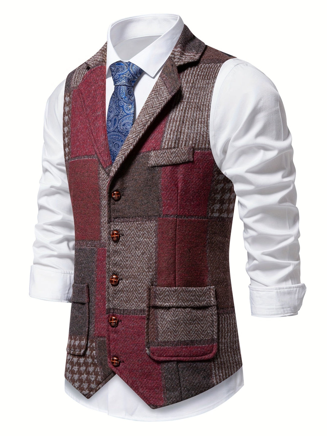 Leo - Women's Herringbone Patchwork Waistcoat for Occasions
