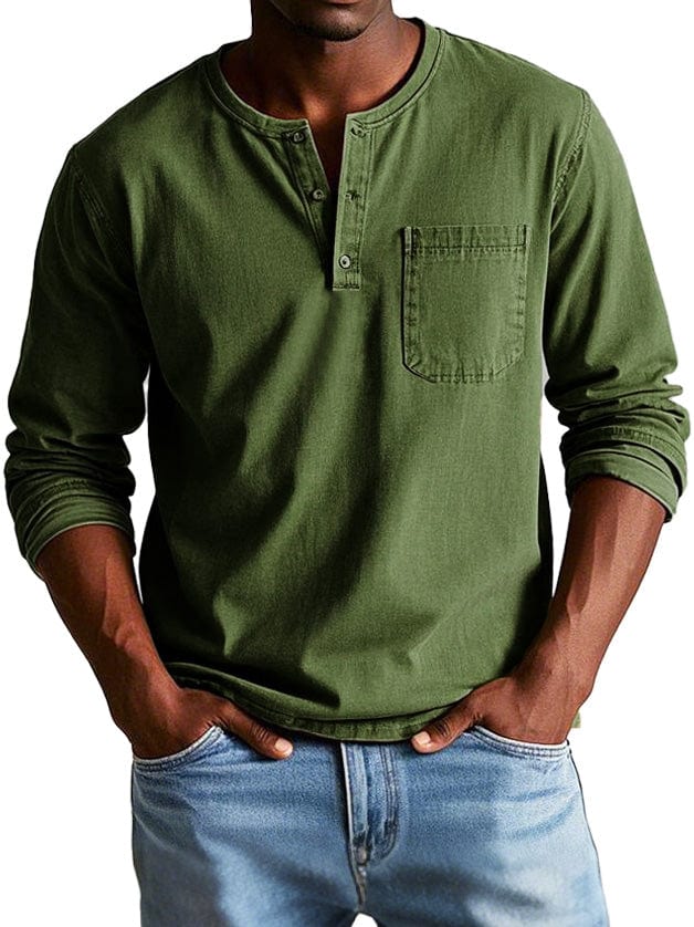 Luka | Men's Vintage Henley Top — Relaxed Casual Fit