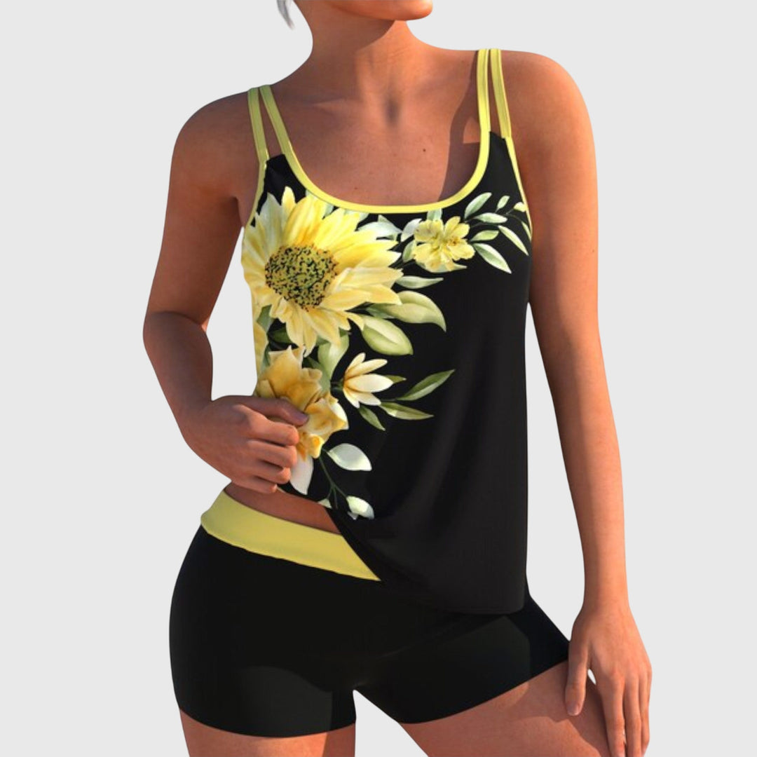 Alice - Women's Floral Two-Piece Swimsuit — Boyshort Bikini
