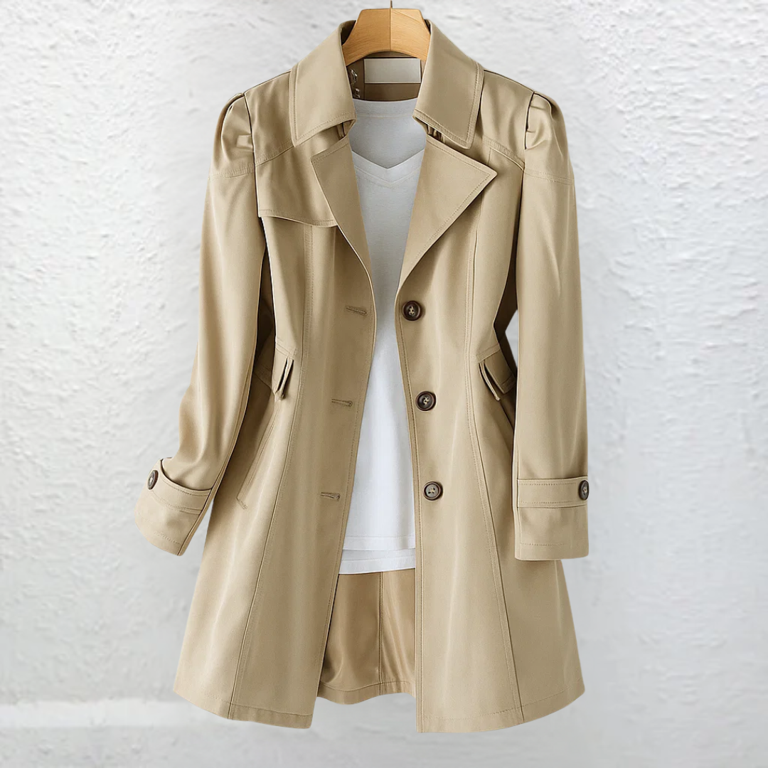Caterina - Women's Vintage Trench Coat — Tailored Knee-Length