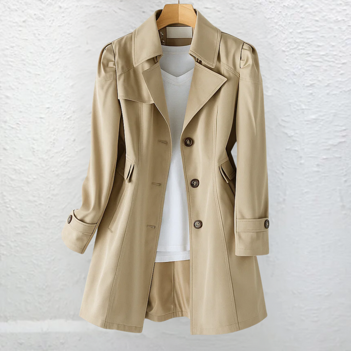 Caterina - Women's Vintage Trench Coat — Tailored Knee-Length