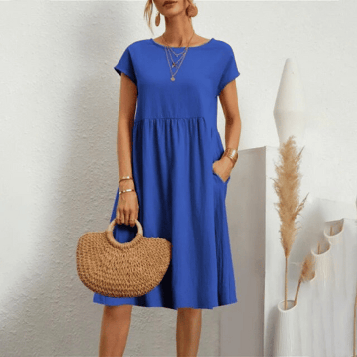 Ling™ | Cinched Waist Mini Dress with Side Pockets