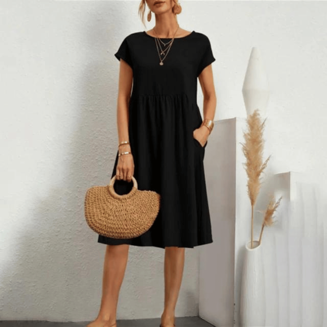 Ling™ | Cinched Waist Mini Dress with Side Pockets
