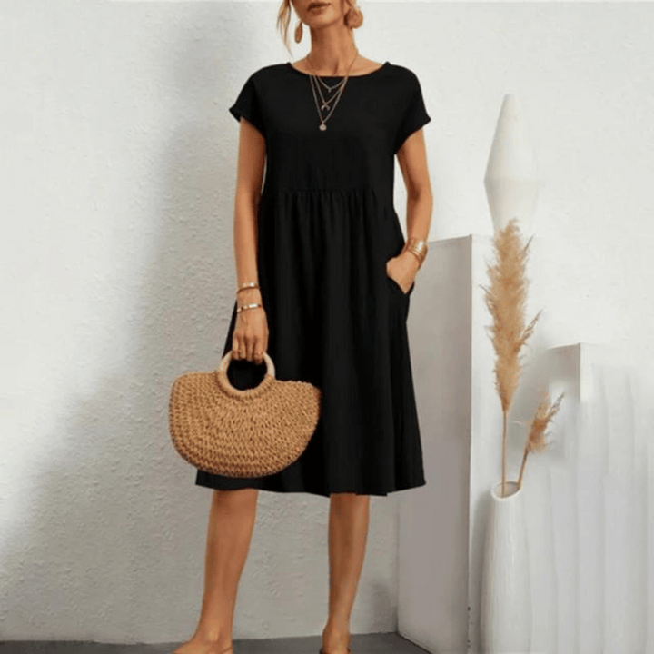 Ling™ | Cinched Waist Mini Dress with Side Pockets