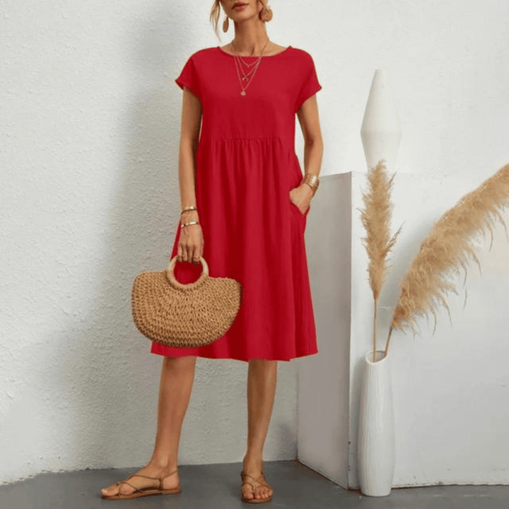 Ling™ | Cinched Waist Mini Dress with Side Pockets